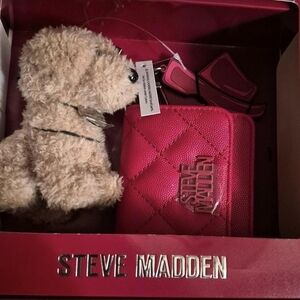 Red Official Steve Madden Fuchsia Wallet with Plush Dog